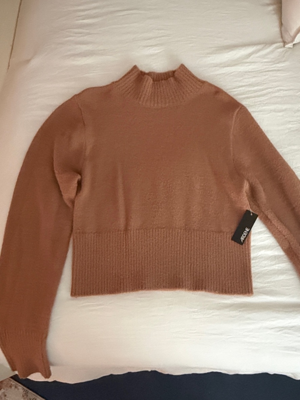 Ardene Cropped Cowl Sweater in Warm Brown